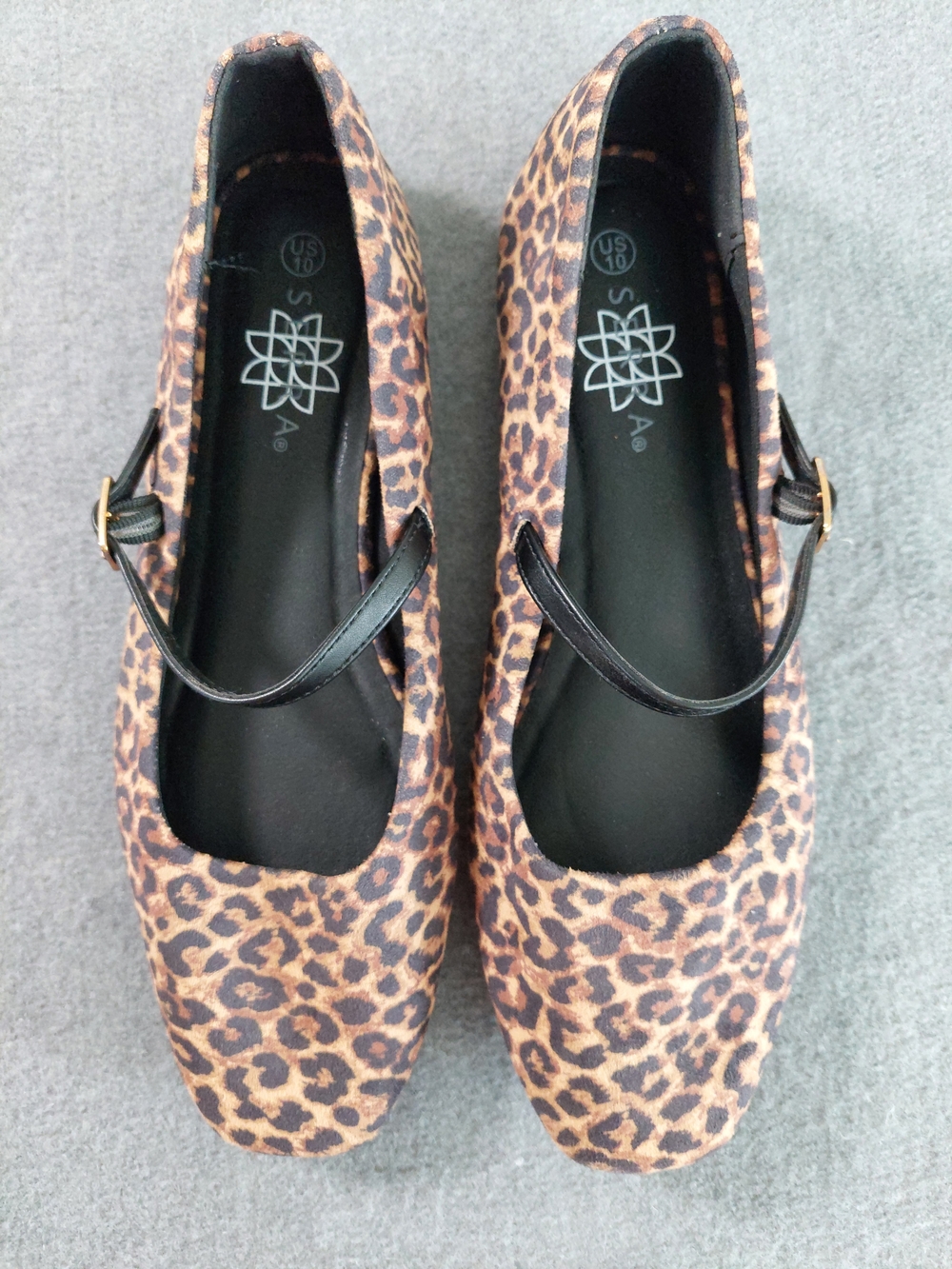 Serra Leopard Print Mary Jane Flats Memory Foam Size 10 - Picture 2 of 7